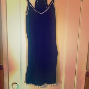 Fun + Flirty Navy Dress with white Pom Poms